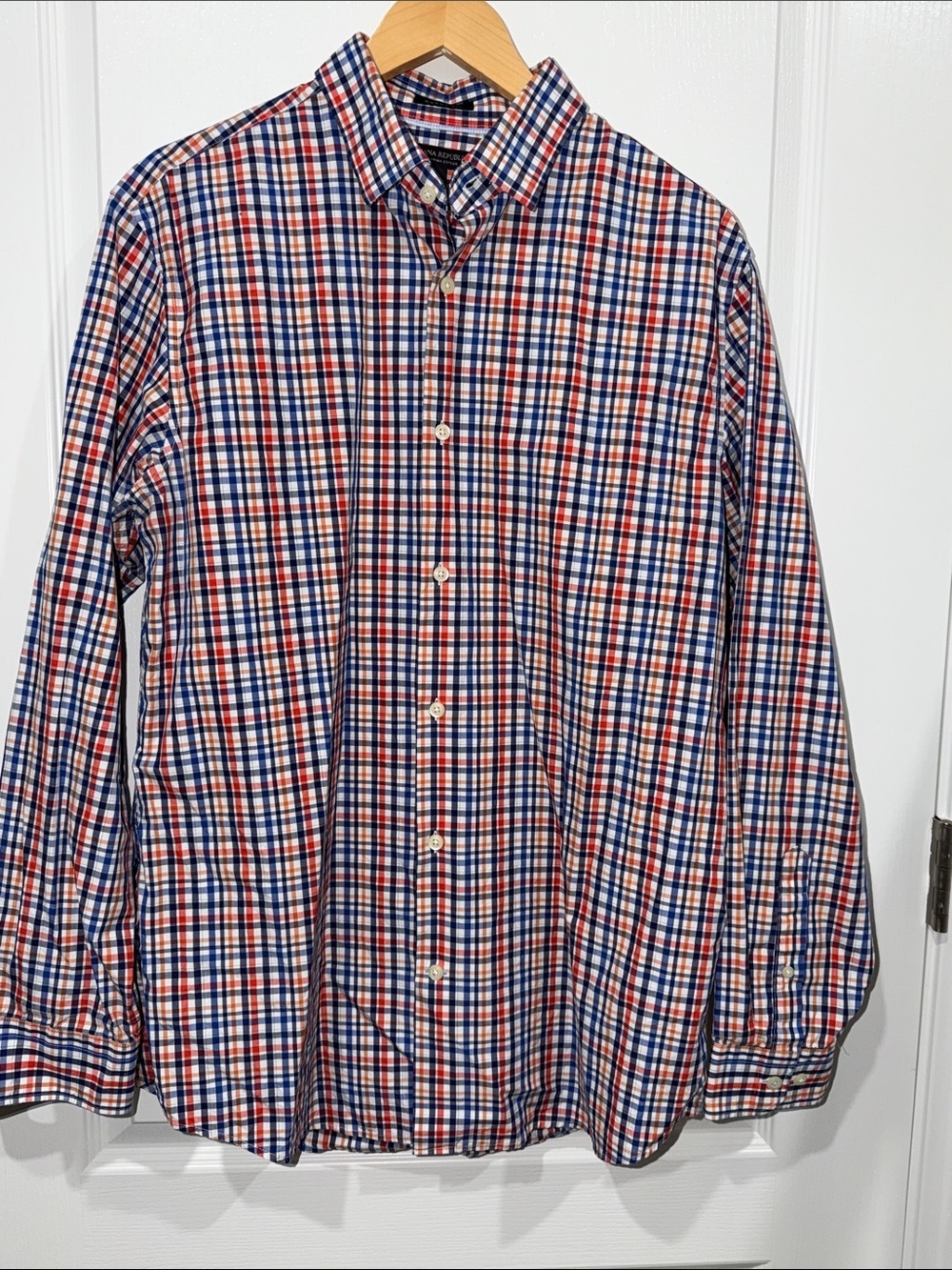 Banana Republic Grant fit  Red, Blue & White Plaid Button-Down Shirt large